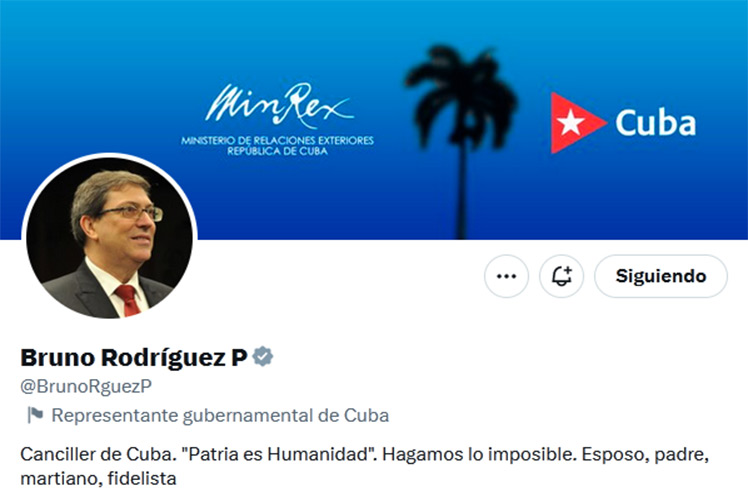 Twitter del Canciller de Cuba