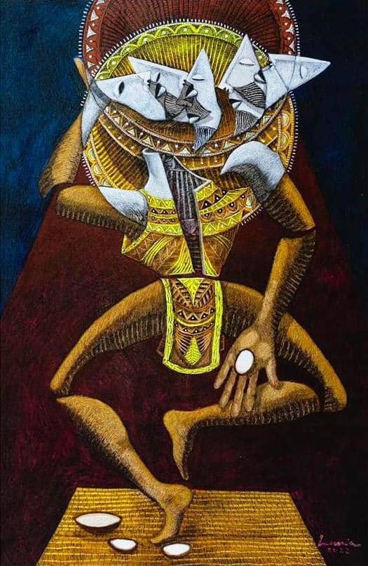 Autor: Oscar Rodríguez Lasseria, La danza del cimarrón, 2022, acrílico sobre lienzo, (92cm x 140 cm).